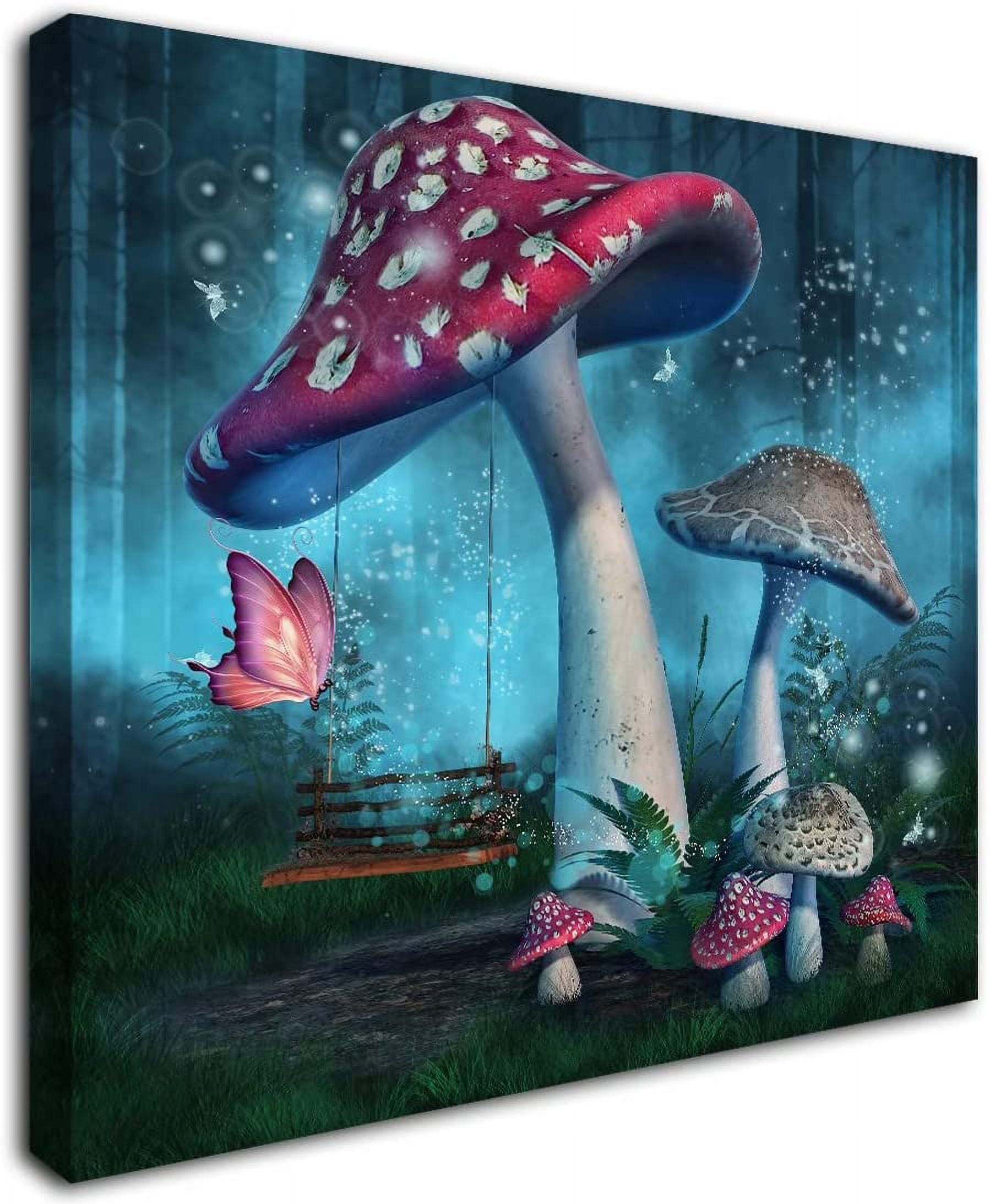 Aaheei Magical Forest Wall Art Fantasy Mushroom Wall Decor Nature ...
