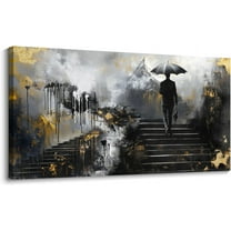 Aaheei Modern Canvas Wall Art - Canvas Wall Decor for Bedroom Living Room Home Office Abstact Wall Art for Home Decoration, Black Gray and Gold Pictures for Wall Decor