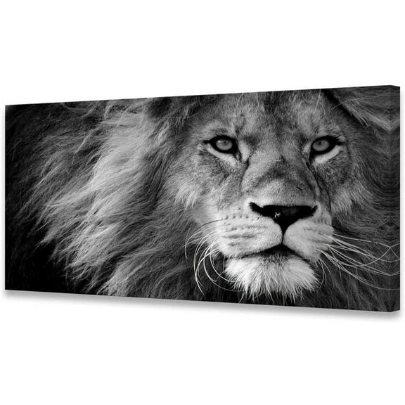 Aaheei Modern Giclee Canvas Printsed Artwork Black and White Lion Pictures to Photo Paintings on Canvas Wall Art for Home Office Decorations Wall Déco