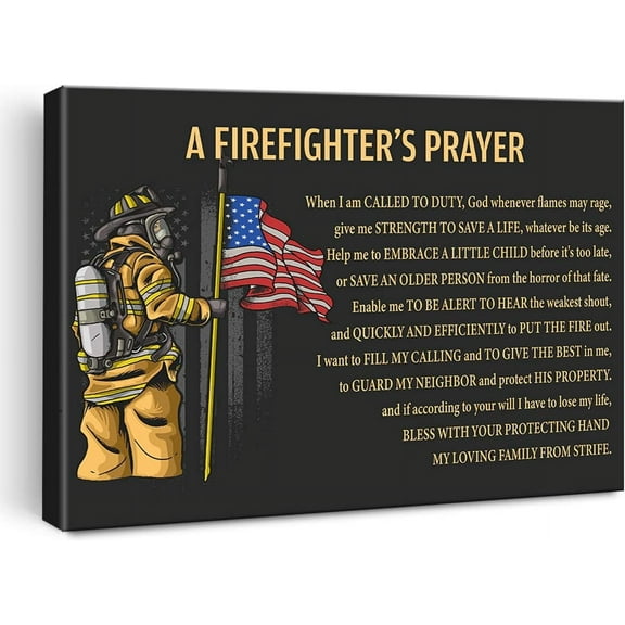 Aaheei Motivational Art Wall Decor a Firefighter's Prayer Canvas Print Firefighter Painting for Home Office Wall & Tabletop Decor