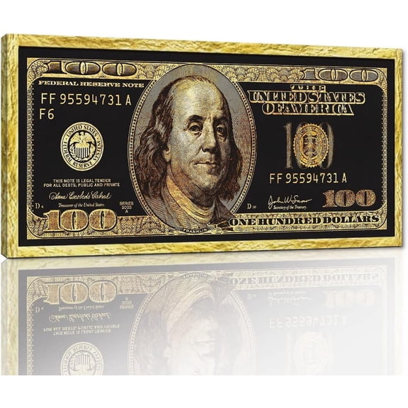 Aaheei Motivational Wall Pictures 100 Golden Dollar Money Artwork Posters Prints Culture Style Street Art Inspirational Canvas Painting Wall Art for Kids Room Studio Ready to Hang 8 x 10 in