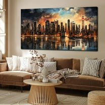 Aaheei New York Skyline Wall Art for Office,Modern Living Room Wall Paintings City Wall Decor for Bedroom