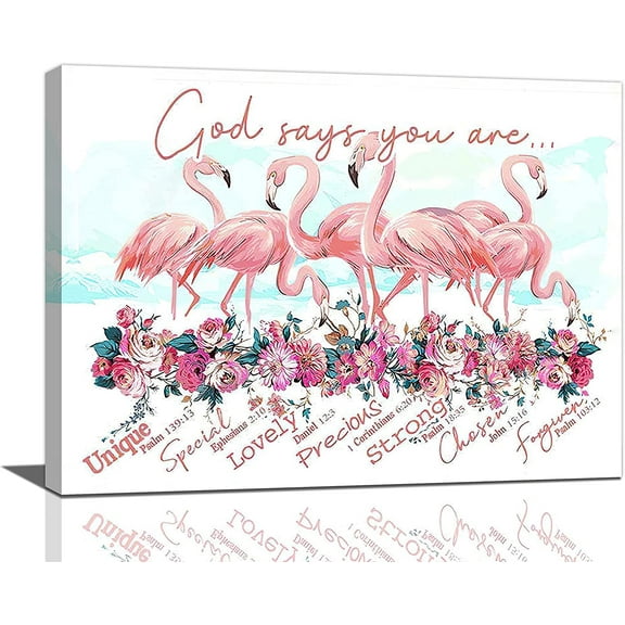 Aaheei Pink Flamingo Wall Art - Flamingo Bathroom Pictures & Canvas Painting Prints - Inspirational Quotes Modern Artwork Decor for Girls Room, Bedroom & Living Room