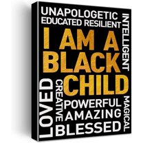 Aaheei Positive Black Child Wall Art Canvas Print Inspirational I am a Black Child Poster Artwork Motivational Black Girl Boy Painting for Home Wall & Tabletop Decor