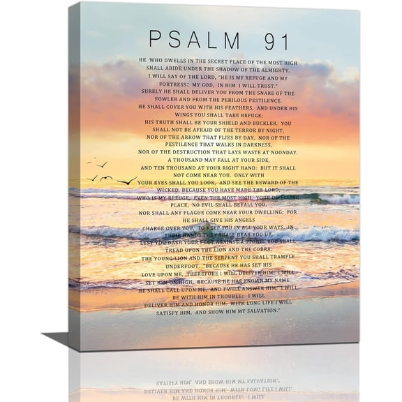 Aaheei Psalm 91 Wall Art Bible Verse Pictures Wall Decor Christian Scriptures Psalms Canvas Prints Painting Religious Sunset Artwork For Bedroom Living Room Bathroom Church