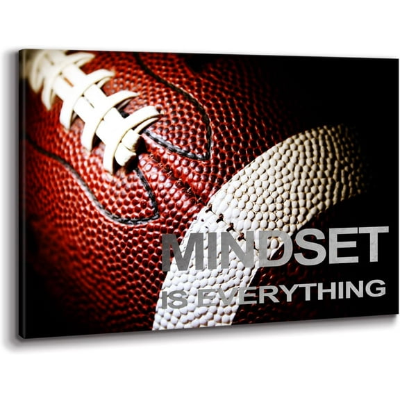 Aaheei Red Rugby Sport Poster Print Gym Wall Art,Inspirational Mindset is Everything American Football Sport Poster Positive Wall Decor Print for Boy's Room,Living Room, Bedroom, Office