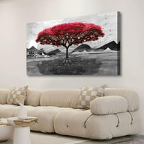 Aaheei Red Tree of Life Pictures Canvas Wall Art for Living room Office Bedroom Wall Decor,Tree of Life Wall Art Print Paintings Modern Nature Artwork Waterproof Ready to Hang