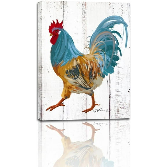 Aaheei Rooster Kitchen Canvas Wall Art: Rustic Farmhouse Painting Poster - Chicken Artwork Decoration for Home Living Room Bedroom, Picture Prints Decor Ready to Hang
