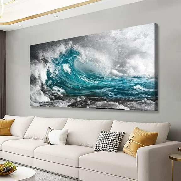 Aaheei Sea Wave Pictures Canvas Wall Art For Living Room Bedroom Wall Decor,Surge Wall Art Print Paitnings for Home Decor,Morden Artwork Sea Seascape Canvas Art Waterproof Ready to Hang