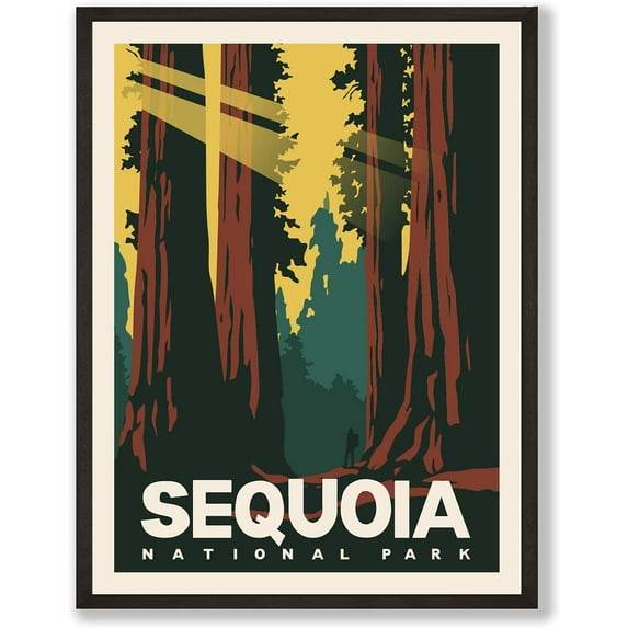 Aaheei Sequoia Redwood National Park Posters & Prints Vintage National Parks Poster | Nature Wall Art Decor | Mountain Travel Posters