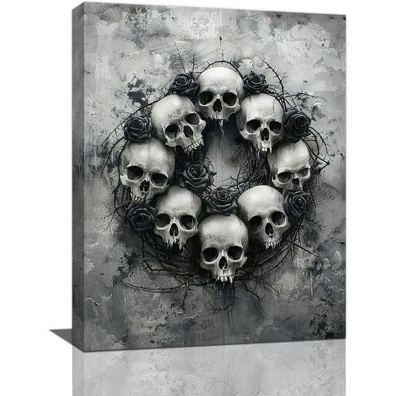Aaheei Skull Wall Art Skeleton Dark Spooky Pictures Wall Decor Gothic Horror Canvas Painting Home Modern Artwork Decorations for Bathroom Living Room Bedroom Office