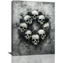 Aaheei Skull Wall Art Skeleton Dark Spooky Pictures Wall Decor Gothic Horror Canvas Painting Home Modern Artwork Decorations for Bathroom Living Room Bedroom Office