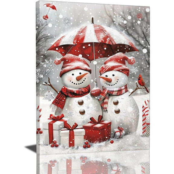 Aaheei Snowman Wall Art - Canvas Print Painting Artwork for Bathroom Bedroom Living Room