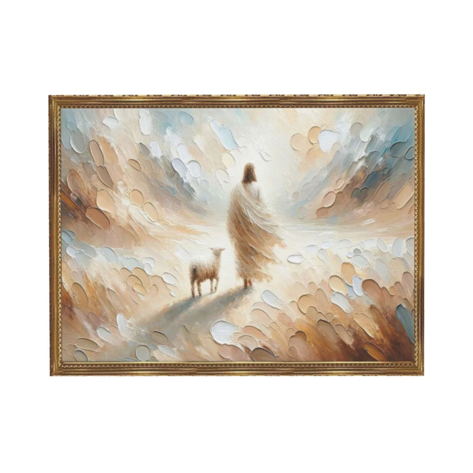 Aaheei Textured Devotional Art: Jesus and lamb in impressionistic scene ...
