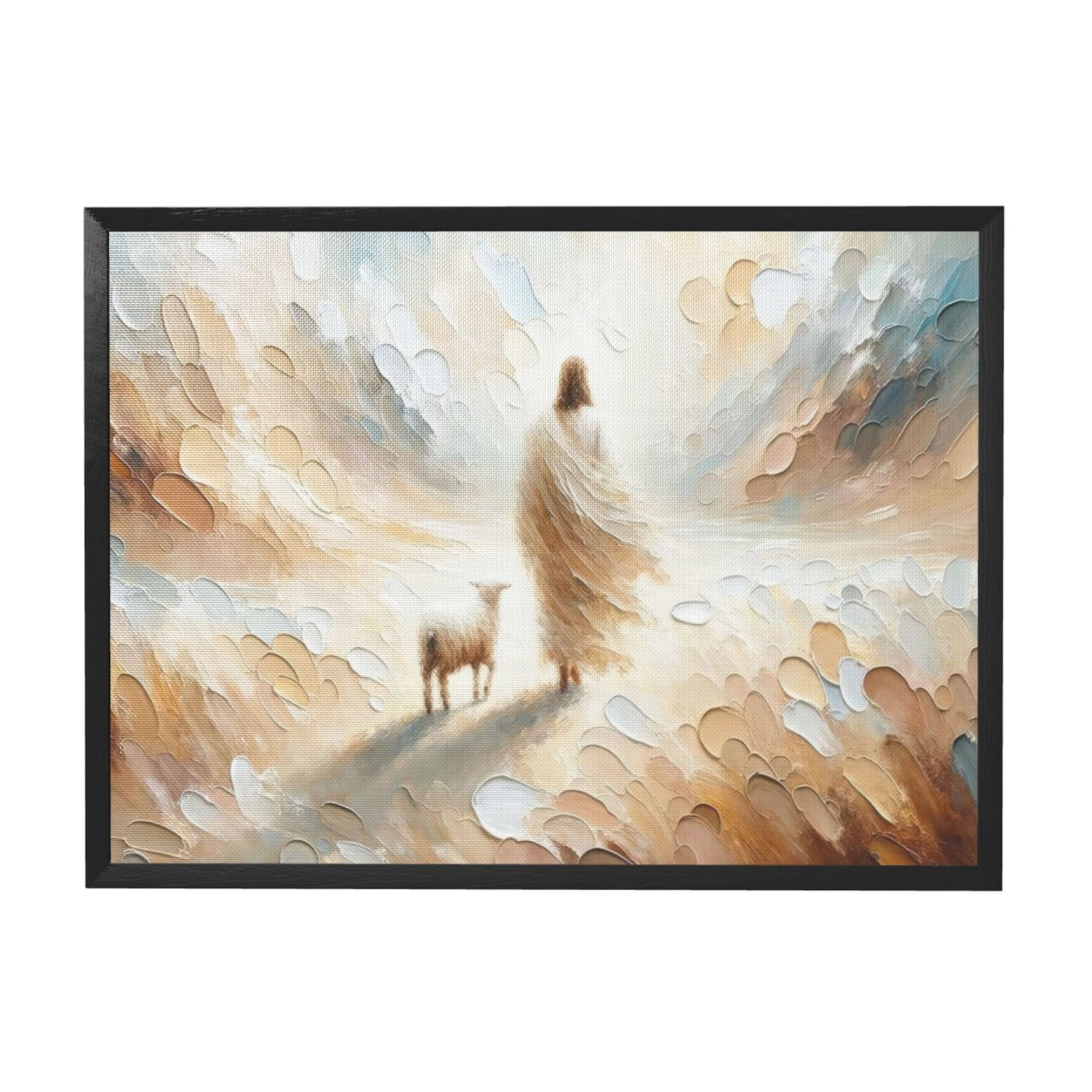 Aaheei Textured Devotional Art: Jesus and lamb in impressionistic scene ...