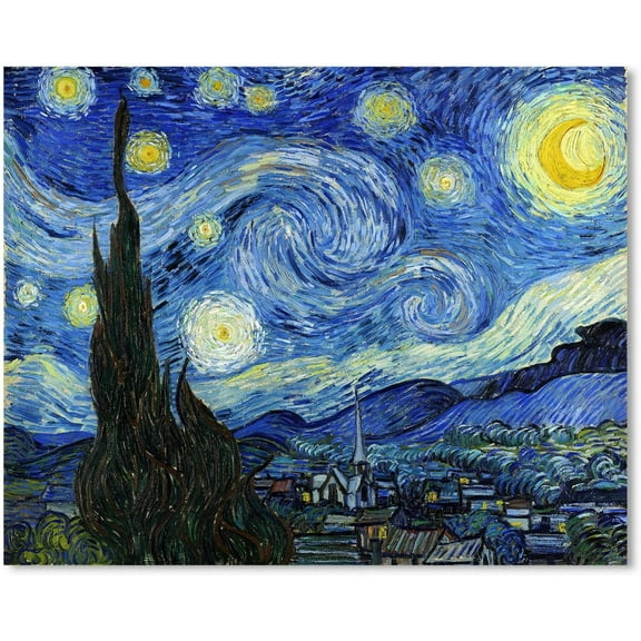 Aaheei Van Gogh Canvas Wall Art: Starry Night Landscape Painting Picture Reproduction Room Decor - Famous Art Prints Modern Artwork Poster Bedroom Home Decoration