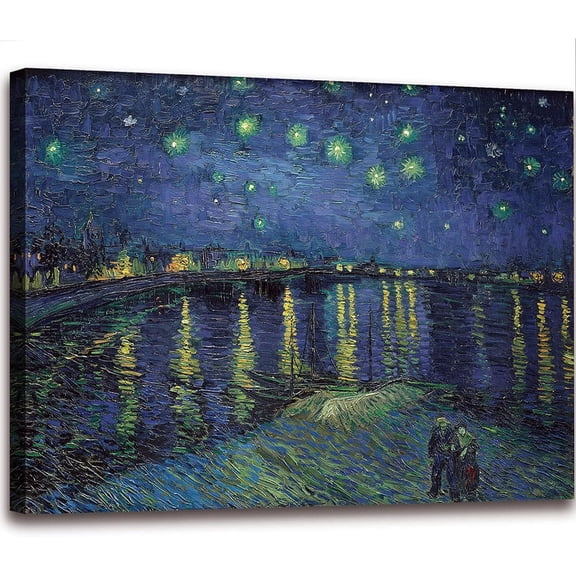 Aaheei Vincent Van Gogh Canvas Wall Art - Starry Night Over The Rhone Painting, Famous Artwork Picture Print for Home Decor