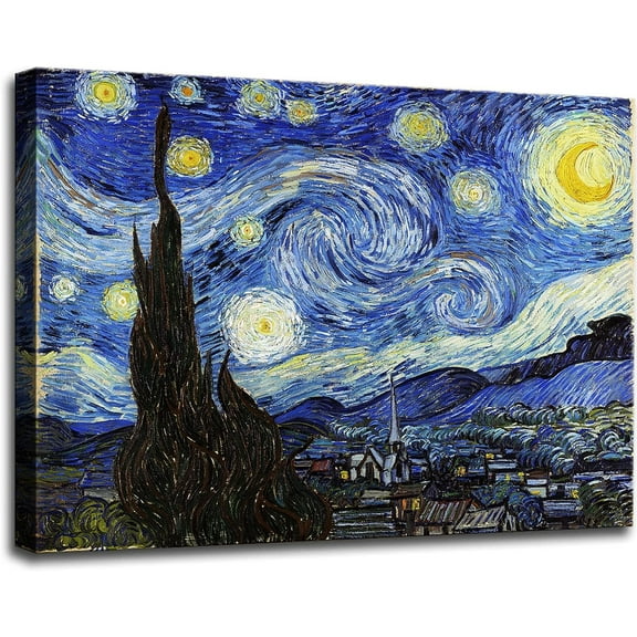 Aaheei Vincent Van Gogh Canvas Wall Art Starry Night Painting Reproduction, Picture Poster for Living Room Home Decor