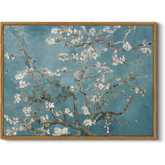 Aaheei Vintage Almond Blossom Canvas Wall Art Classic Floral Painting, Van Gogh Impressionist Art Print, Home Office Bedroom Living Room Decor
