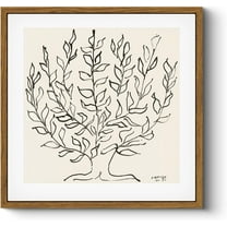 Aaheei Vintage Canvas Wall Art Plain Tree Drawing, Boho Wall Art Modern Home Decor, Square Botanical Wall Art for Living Room Bedroom Bathroom, Black and White Canvas Leaf Art