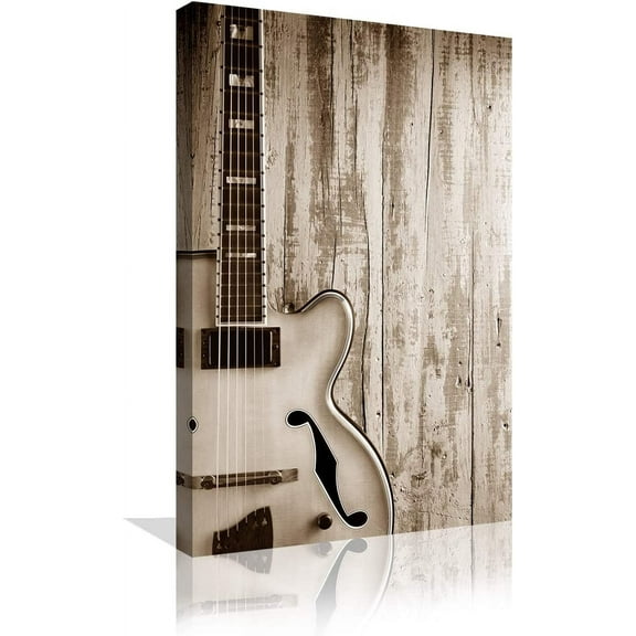 Aaheei Vintage Music Wall Art Black and White Guitar Canvas Paintings Posters Printed Home Decor for Bedroom Living Room Ready to Hang