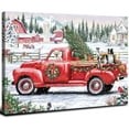 thumbnail image 1 of Aaheei Vintage Red Truck Wall Art Christmas Tree Wall Decor Cute Farmhouse Dogs Pictures Retro Winter Farmstead Scenic Poster Rustic Snow Country Artwork for Living Room Kitchen Home Decorations 8x10, 1 of 6