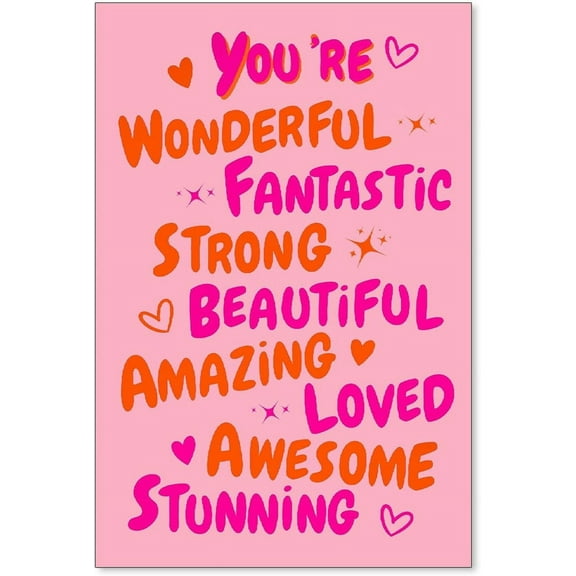 Aaheei Vintage You Are Amazing Pink Orange Canvas Wall Art Funky 70s Inspirational Quotes Poster Trendy Girly Room Preppy Prints Modern Minimalist Bedroom College Dorm Wall Decor