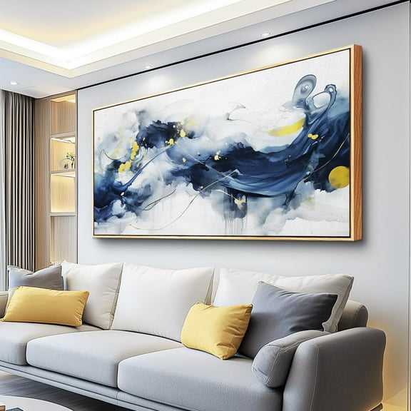 Aaheei Wall Art For Living Room Wall Decor For Office Bedroom Wall Decorations Pictures Artwork Blue Abstract Ink Paintings Canvas Art Prints Ready To Hang Home Decor