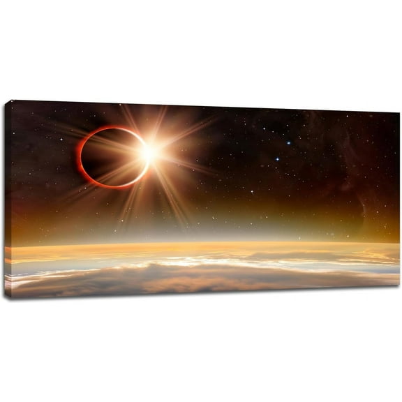 Aaheei Wall Art Outer Space Moon Landscape Picture Wall Decor Universe Starry Sky Canvas Painting Modern Home Decoration Artwork For Living Room Bedroom Office