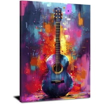 Aaheei Watercolor Guitar Wall Art Music Room Decor Vintage Musical Themed Painting Minimalist Musical Instrument Canvas Prints Picture Poster Modern Artwork for Bedroom Living Room Home Decoration