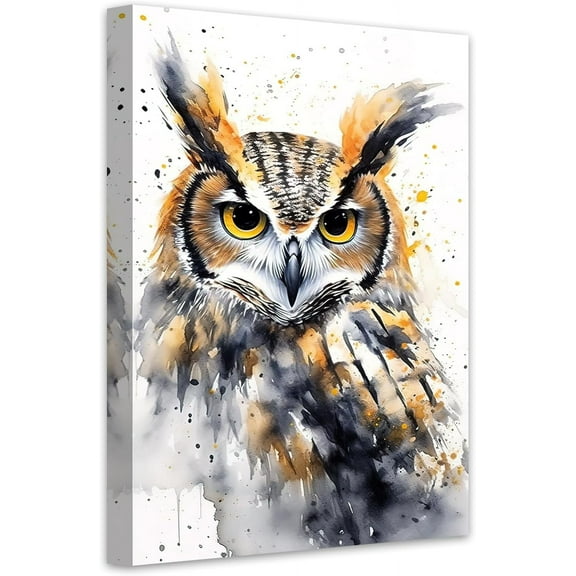 Aaheei Watercolor Owl Canvas Wall Art Funny Owl Poster Prints Cute Animals Colorful Artwork for Nursery Kids Room Decor