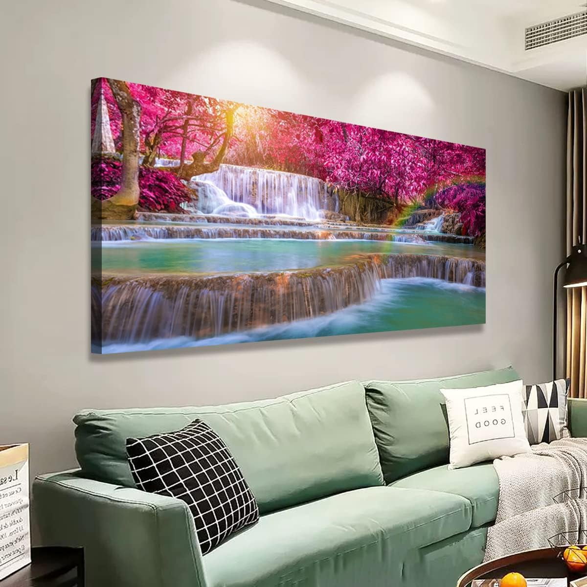 Aaheei Waterfall Landscape Canvas Wall Art Prints Poster Lake Tree ...