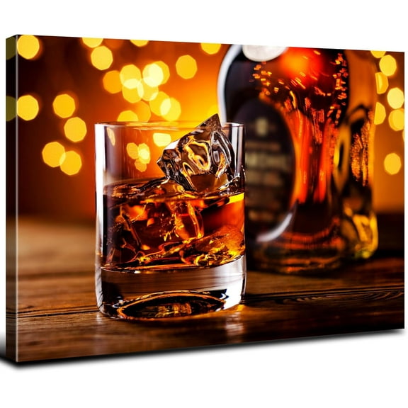 Aaheei Whisky Wall Art Mens Room Decor Modern Kitchen Dinner Room Wall Decor Vintage Minimalist Wine Cup Canvas Pictures for Family Bar Wall Abstract Artwork Bar Pub Man Cave Office Home Decoration