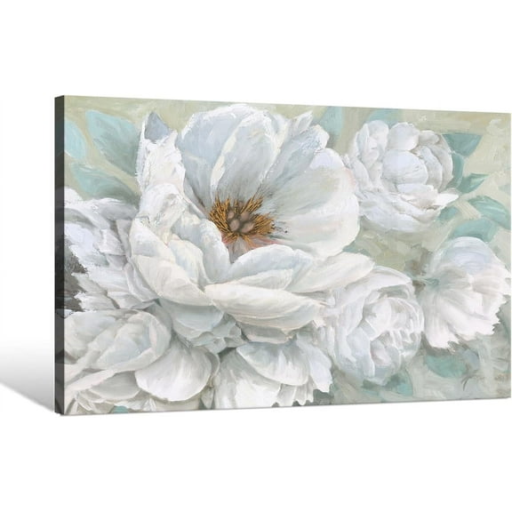 Aaheei White Flower Canvas Wall Art Modern Blossom Floral Painting Abstract Flower Pictures Landscape Print Artwork for Living Room Bedroom Office Home Decor