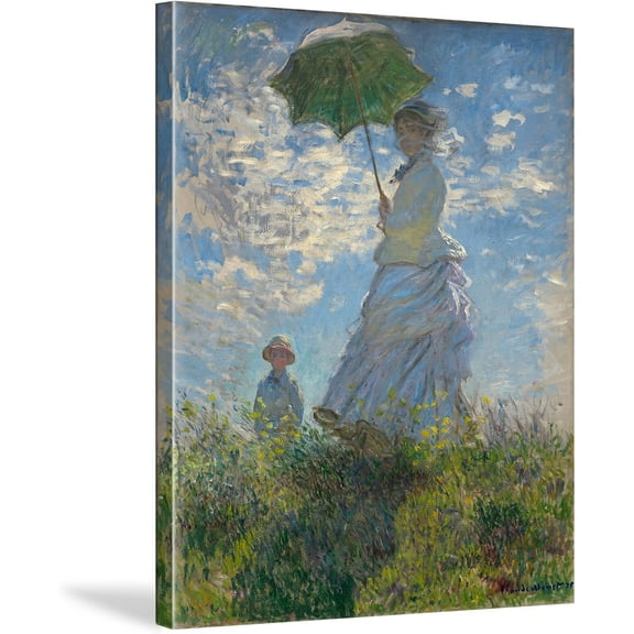 Aaheei Woman with a Parasol Canvas Wall Art Famous Paintings Modern Claude Monet Prints Monet Wall Art Impressionism Classic Artwork Pictures for Home Decor