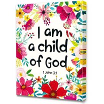 Aaheei Y068 I Am A Child Of God Canvas, Religious Bible Verse Prints Wall Art, Ready to Hang For Nursery/Home/Bedroom Decor Motivational Canvas Wall Art Gifts for Kids Teens Girls Women