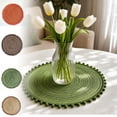 thumbnail image 1 of Aaihamo 4Pcs Round Braided Placemat, Round Heat Resistant Mat with Pompom Tassel, Durable Non-Slip Place Mat for Dining Table Restaurant Decor, 1 of 9