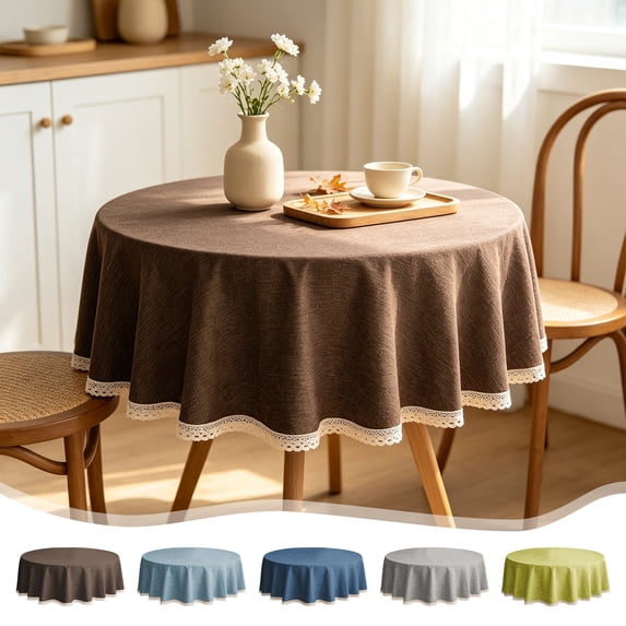 Aaihamo 5Pcs Round Tablecloth, Waterproof Oil Proof Heat-Resistant Table Cover, Soft Stylish Durable Table Cloth for Hotel Restaurant Dining