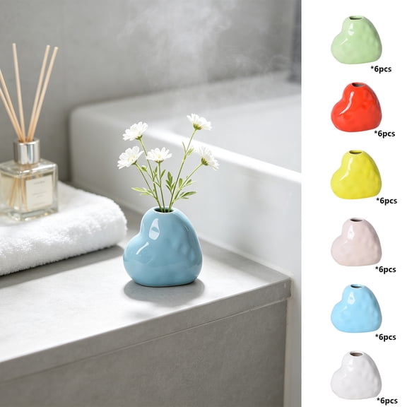 Aaihamo 6Pcs Small Ceramic Vases, 6 Pcs Creative Unique Shaped Decorative Vases, Cute Funny Desktop Ornament Flower Pots for Floral Arrangements Hydroponics and Home Decor