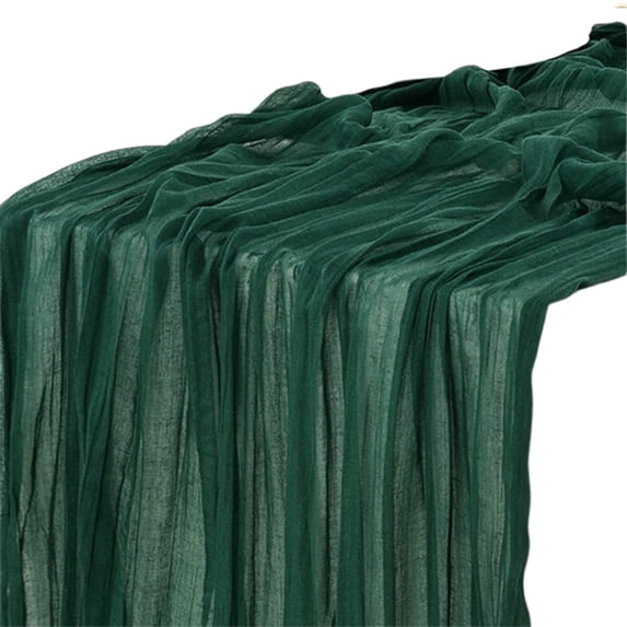 Aaihamo Boho Gauze Table Runner, Green Wedding Table Runner Fabric, Cheesecloth Table Runner for Kitchen Dining Holiday Party Decor