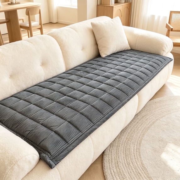 Aaihamo Corduroy Couch Cover, Plush Modern Non Slide Leather Sofa Cushion Cover, L Shaped Sectional Couch Cover for Couches and Sofas