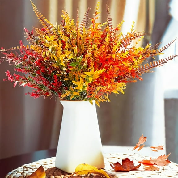 Aaihamo Fall Maple Leaf Branches 8Pcs, Artificial Autumn Foliage, Thanksgiving Holiday Decor, Fake Persian Maple Leaves for Home Party Table Centerpiece