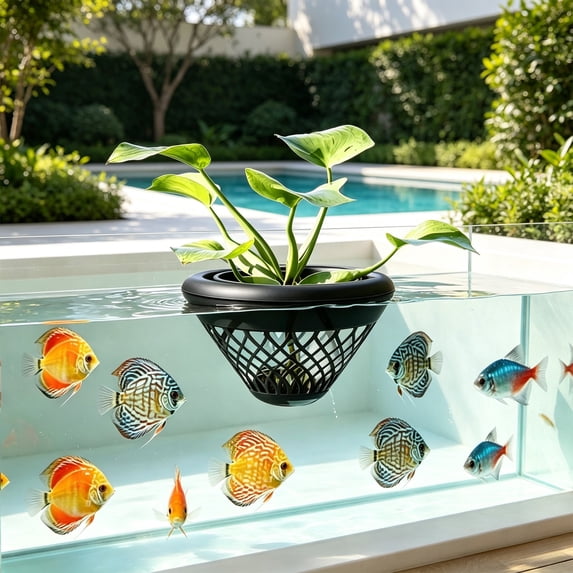 Aaihamo Floating Planter, Floating Aquarium Planting Basket, Multifunctional Floating Flower Pot for Home Offices, Fish Tanks, and Indoor Decor