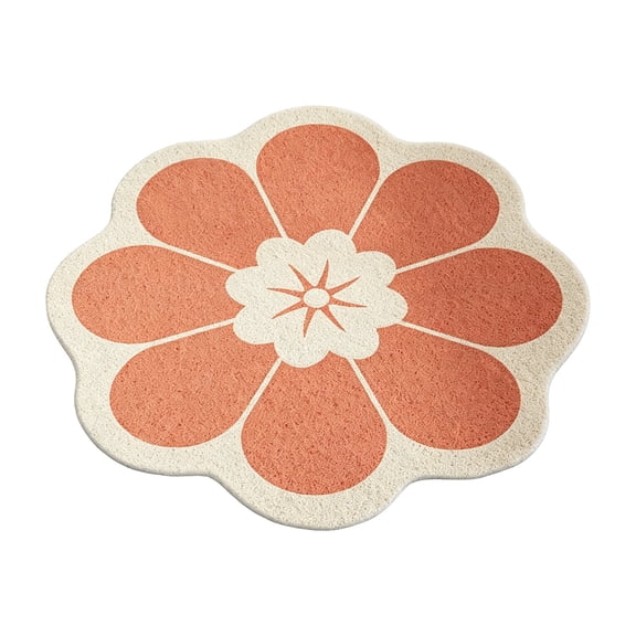 Aaihamo Flower Shaped Rug, Non Slip Flower Shaped Coil Shower Mat, Cute Round Washable Floral Cutout Bath Rug for Shower, Bathtub, Bathroom