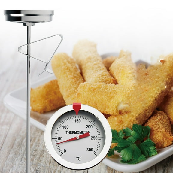 Aaihamo Frying Pyrometer Instant Read Dial Thermometer, Stainless Steel Deep Fry Oil Thermometer for Grilled Meat, Candy Syrup, Soup, 0-, 15cm Probe