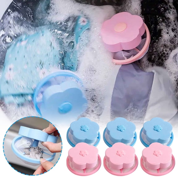 Aaihamo Laundry Lint Catcher, Floating Hair Filtering Mesh Removal Trap for Washing Machine, 6 Pack Household Wool Filter Device, Couch Bedroom Laundry Room Accessories