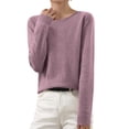 thumbnail image 1 of Aaihamo Women Fall Winter Long Sleeve Knit Pullover Tops Casual Loose Round Neck Sweater Blouses Cozy Outfits, Gray M, 1 of 6