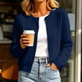 thumbnail image 1 of Aaihamo Women Fall Winter Long Sleeve Knitted Cardigan Open Front Button Down Casual Solid Blouse Sweater, Navy L, 1 of 6