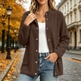 thumbnail image 1 of Aaihamo Women's Plus Size Fall Winter Long Sleeve Open Front Coats Button Down Stand Neck Shacket Casual Warm Solid Basic Outdoor Jackets, Brown M, 1 of 8