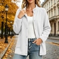 thumbnail image 1 of Aaihamo Women's Plus Size Fall Winter Long Sleeve Open Front Coats Button Down Stand Neck Shacket Casual Warm Solid Basic Outdoor Jackets, White 2XL, 1 of 8
